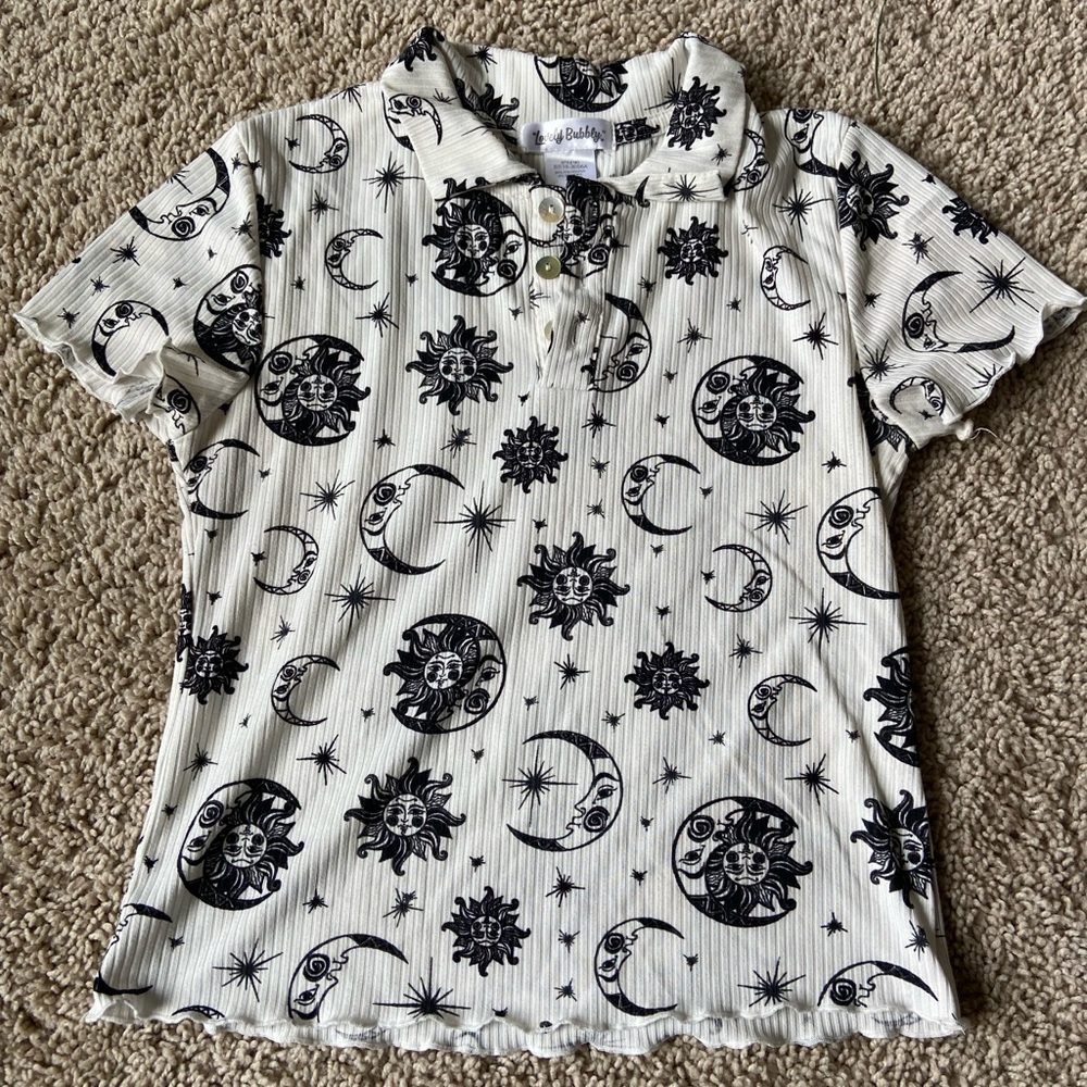 Black and white sun/moon women top